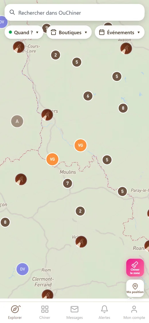 L'application OuChiner : la carte des brocantes et boutiques